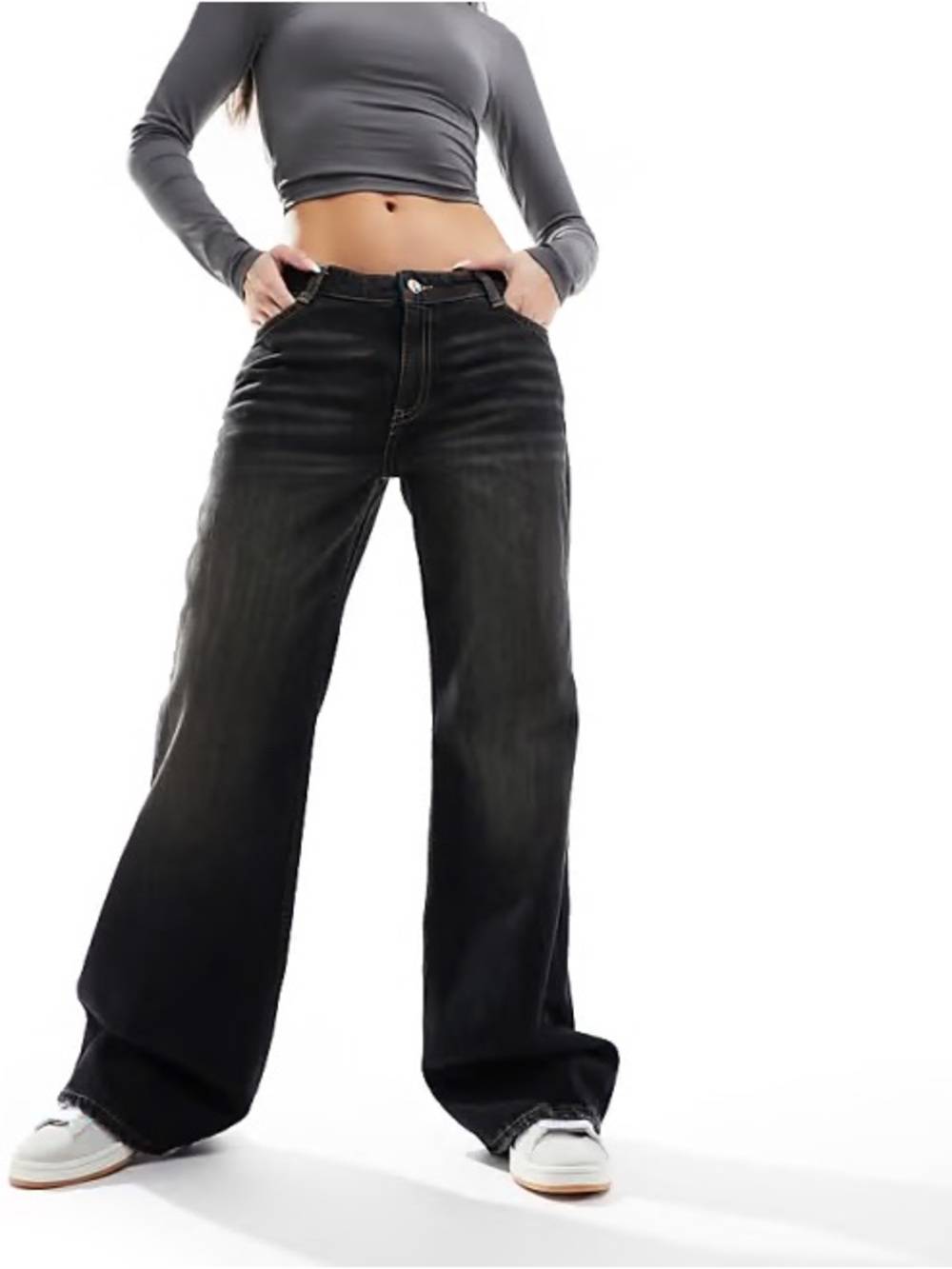 Bershka Black Wide-Leg Jeans